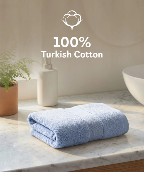 Luxehome Turkish Towel 1Pc Hand Towel, Blue Crest| 800 GSM Cotton