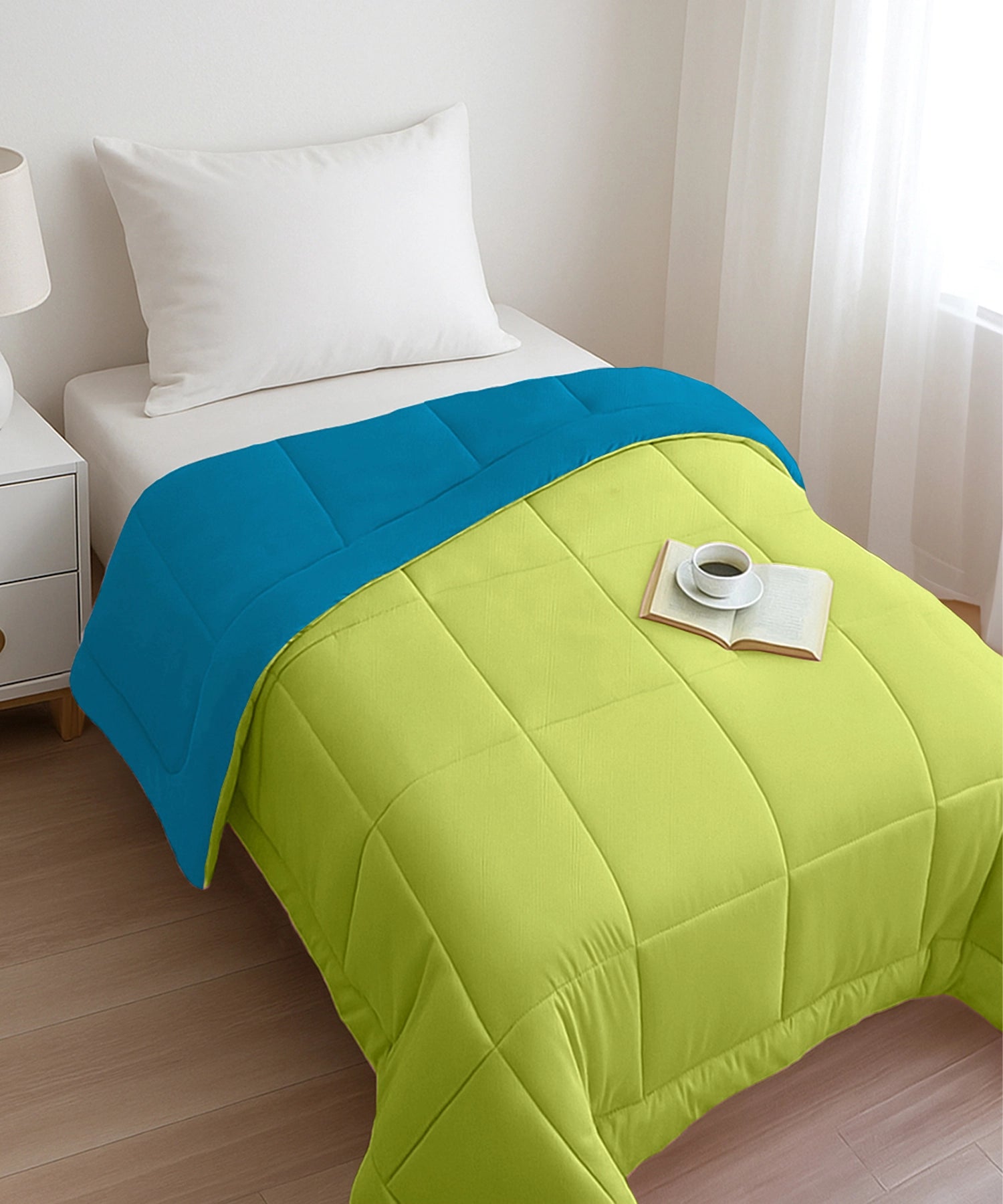 Soft Comfort Solid Single AC Blanket/Comforter, Aqua Lush|200 GSM Micro Polyester|Reversible