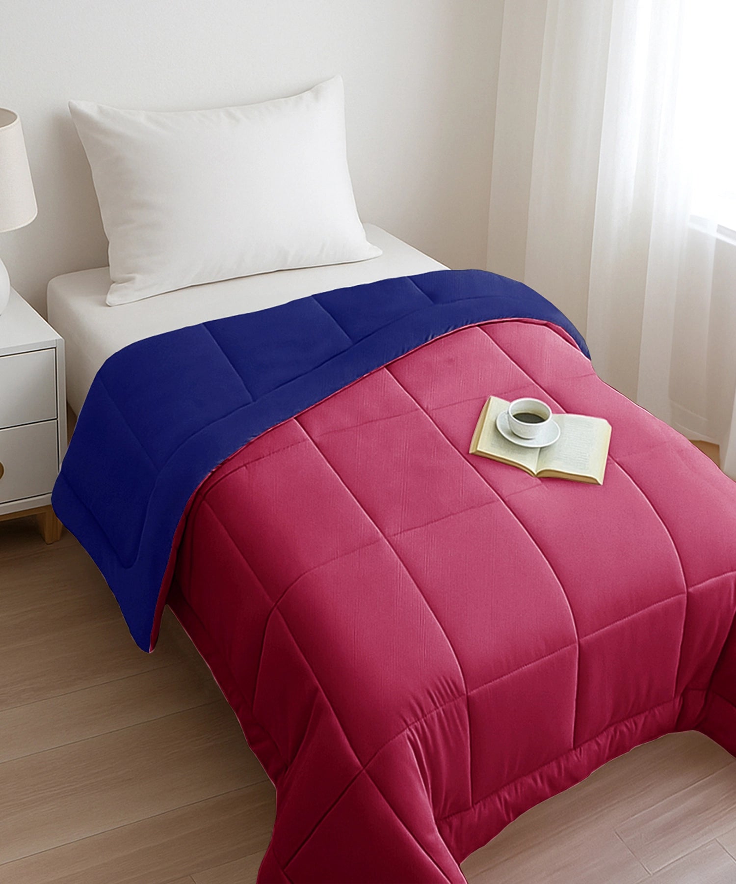 Soft Comfort Solid Single AC Blanket/Comforter, French Roast|200 GSM Micro Polyester|Reversible