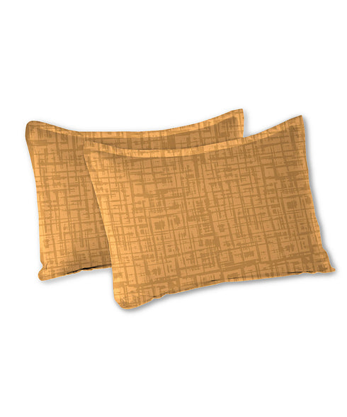 Urban Comfort Queen Bedsheet Set, Aria Yellow |144 TC Cotton| 2 Pillow Covers