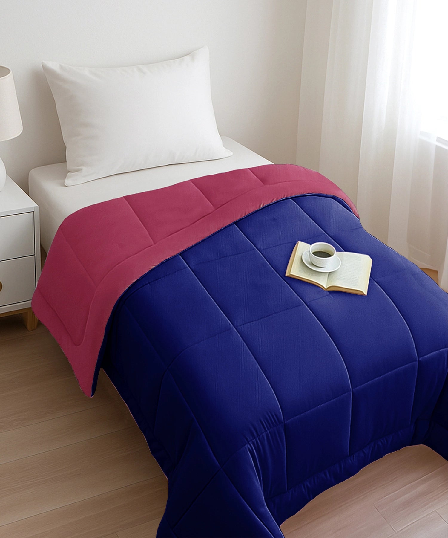 Soft Comfort Solid Single AC Blanket/Comforter, French Roast|200 GSM Micro Polyester|Reversible