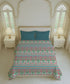 Home Essential Royal Bloom Queen Bedsheet Set, Rosario Teal| 144TC Cotton| 2 Pillow Covers