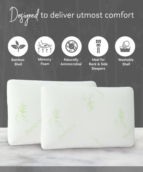Classic Bamboo memory Foam 1 Pc Pillow|200 GSM Spun Knitted Bamboo Fabric
