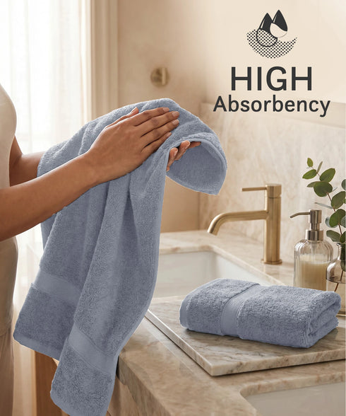 Luxehome Supima Cotton 2 Pc Hand Towel Set, Ultimate Grey| 600 GSM | 100% Supima Cotton