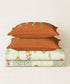 Home Essential Royal Bloom Queen Bedsheet Set, Gilded Dream Orange| 144TC Cotton| 2 Pillow Covers