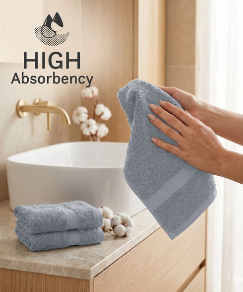 Luxehome Supima Cotton 3 Pc Face Towel Set, Ultimate Grey| 600 GSM | 100% Supima Cotton