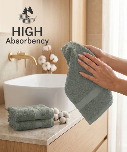 Luxehome Supima Cotton 3 Pc Face Towel Set, Priarie Sage| 600 GSM | 100% Supima Cotton