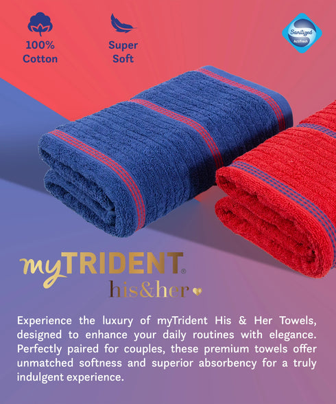 His & Her 2 PC Bath Towel Set, Tom & Jerry|500 GSM Cotton