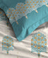 Celebration Queen Bedsheet Set, Saanjh Teal | 144 TC Cotton| 2 Pillow Covers