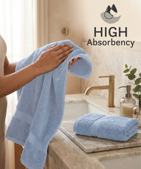 Luxehome Supima Cotton 2 Pc Hand Towel Set , Dusty Blue| 600 GSM | 100% Supima Cotton