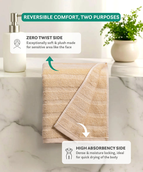 Quick Dry 2 Pc Hand Towel, Beige|400 GSM Cotton