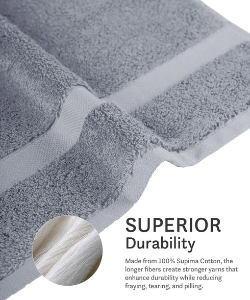 Luxehome Supima Cotton 3 Pc Face Towel Set, Ultimate Grey| 600 GSM | 100% Supima Cotton