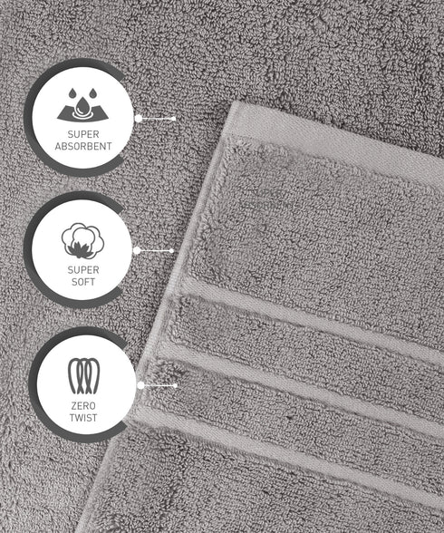 Luxe Home 1Pc Hand Towel, Charcoal| 600 GSM Cotton Bamboo