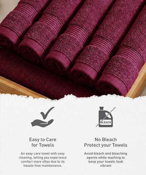 Urban Comfort 6Pc Face Towel Set, Wine Red| 450 GSM | 100% Cotton
