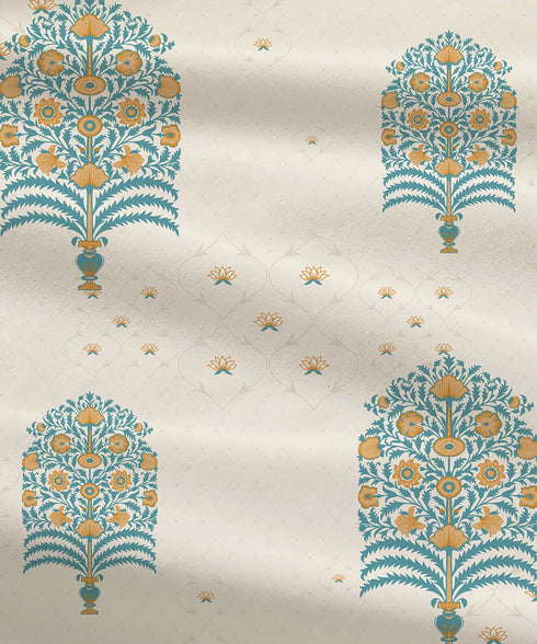 Celebration Queen Bedsheet Set, Saanjh Teal | 144 TC Cotton| 2 Pillow Covers