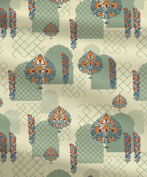 Celebration Queen Bedsheet Set, Ruhani Orange | 144 TC Cotton| 2 Pillow Covers