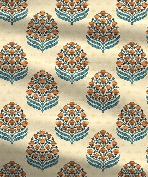 Home Essential Royal Bloom Queen Bedsheet Set, Dhalia Orange| 144TC Cotton| 2 Pillow Covers