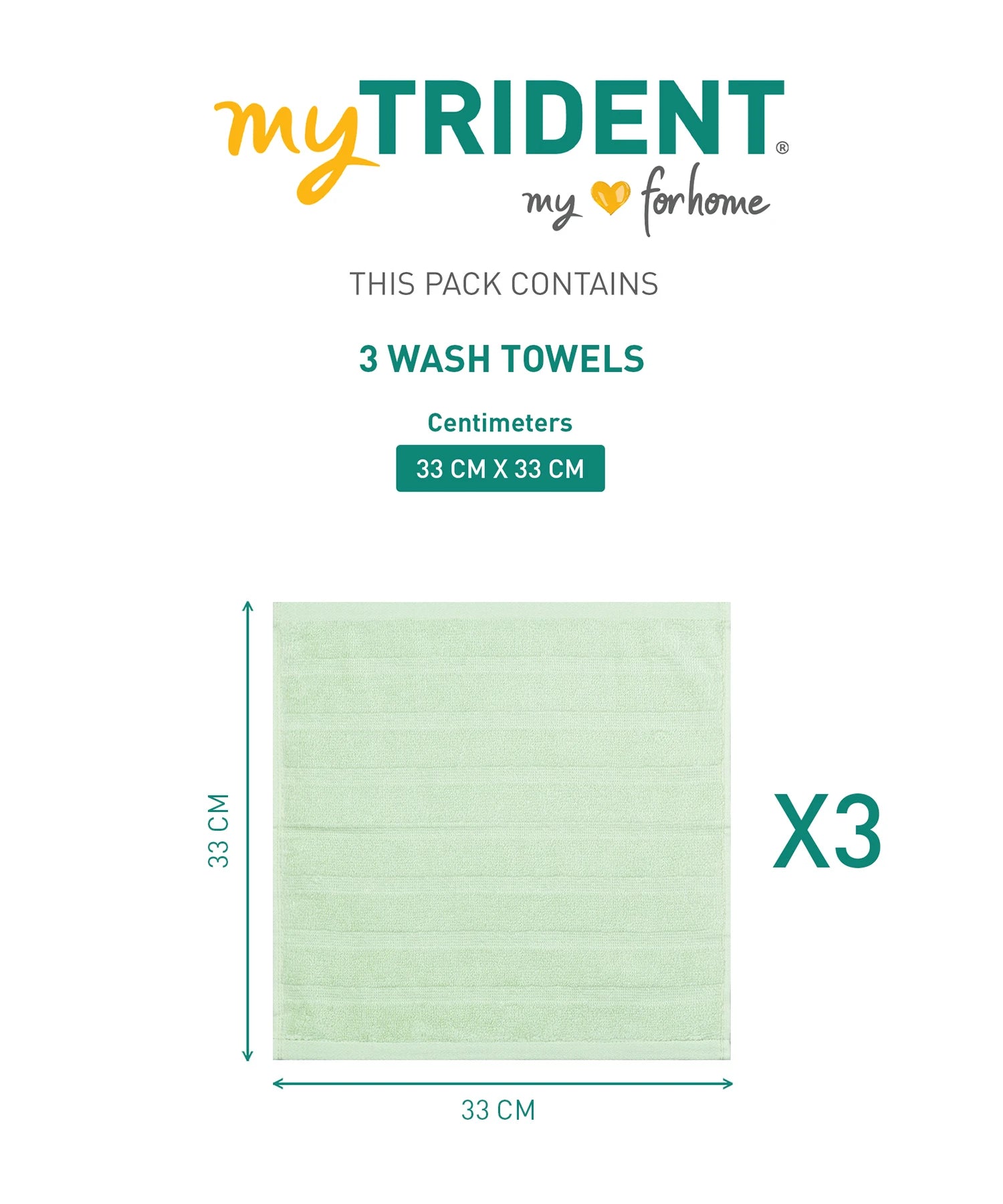 Quick Dry 3 Pc Wash Towel, Sage|400 GSM Cotton
