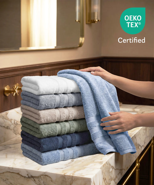 Luxehome Supima Cotton Bath Towel, Sea Blue| 600 GSM | 100% Supima Cotton