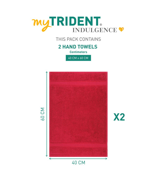 Indulgence 2Pc Hand Towel, Blood Red|600 GSM Cotton