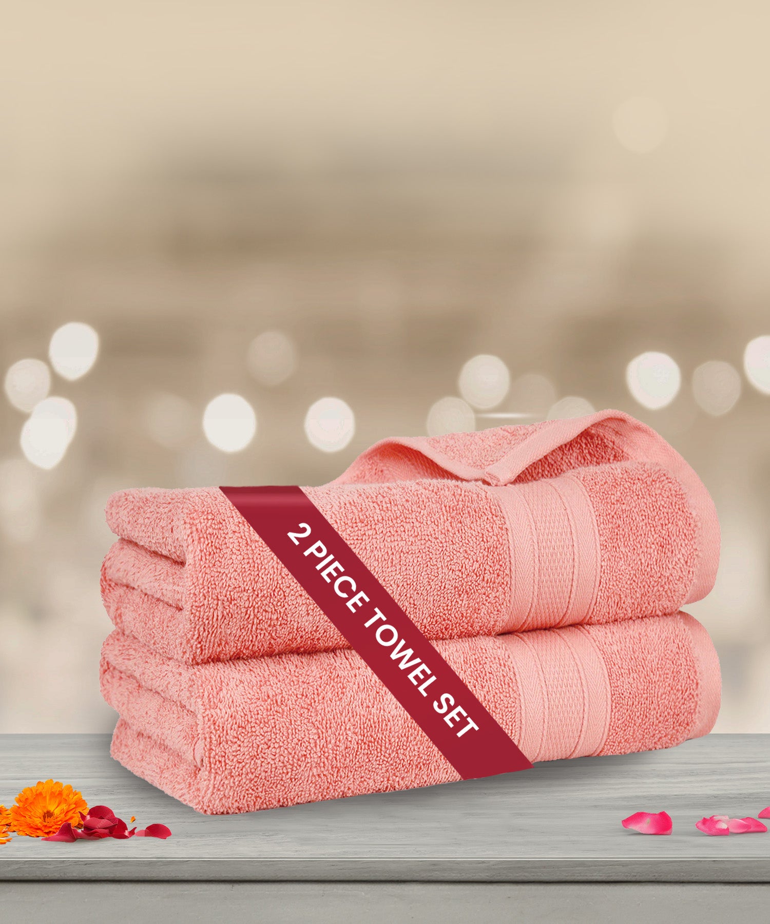 Coral pink towels sale