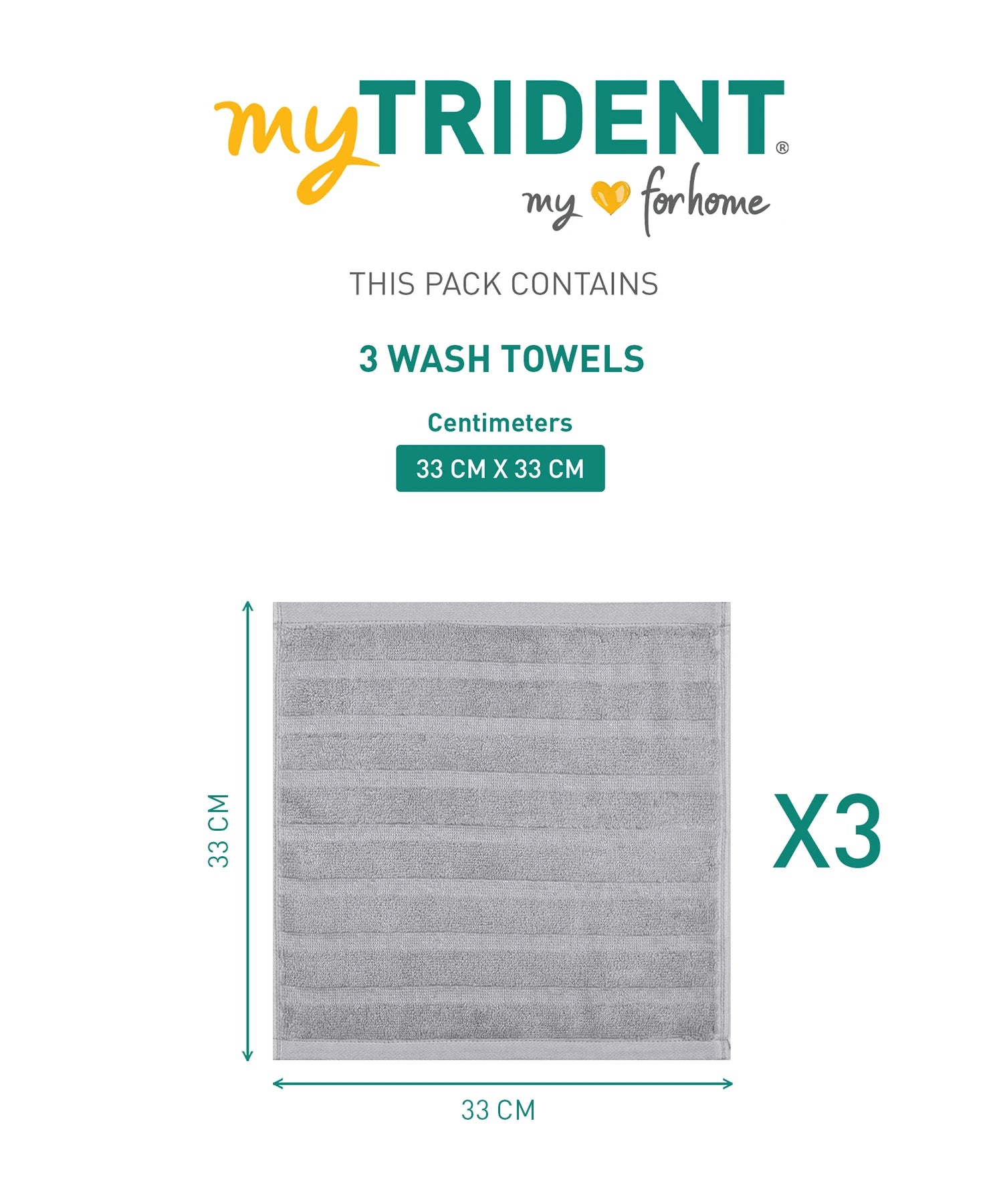 Quick Dry 3 Pc Wash Towel, Charcoal Grey|400 GSM Cotton