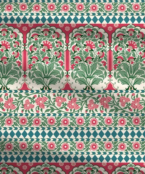 Home Essential Royal Bloom Queen Bedsheet Set, Rosario Teal| 144TC Cotton| 2 Pillow Covers
