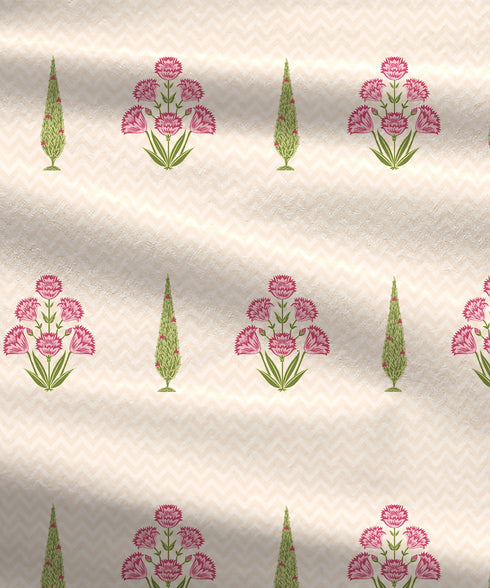 Home Essential Royal Bloom Queen Bedsheet Set, Raya Pink| 144TC Cotton| 2 Pillow Covers