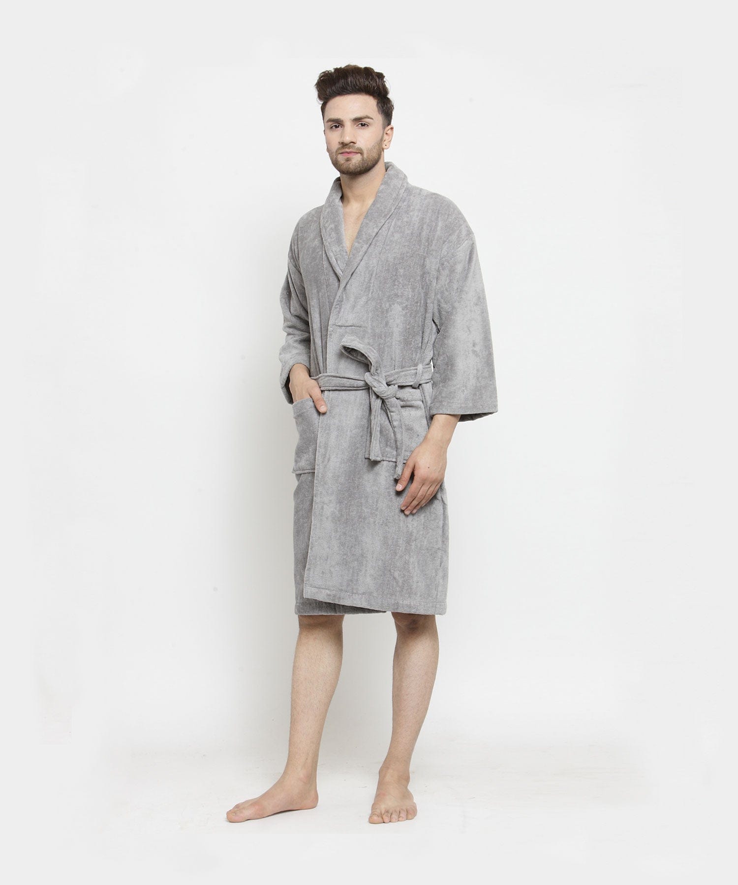 Comfort living  Bath Robe, 380 GSM, 100% Cotton, Grey