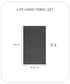 Luxury 4 PC Hand Towel Set, Charcoal|625 GSM Cotton|Anti Microbial