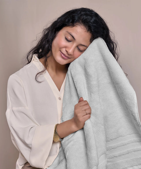 Luxury 6 PC Towel Set, Grey|625 GSM Cotton|Anti Microbial