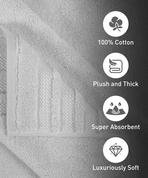 Luxury 6 PC Towel Set, Grey|625 GSM Cotton|Anti Microbial