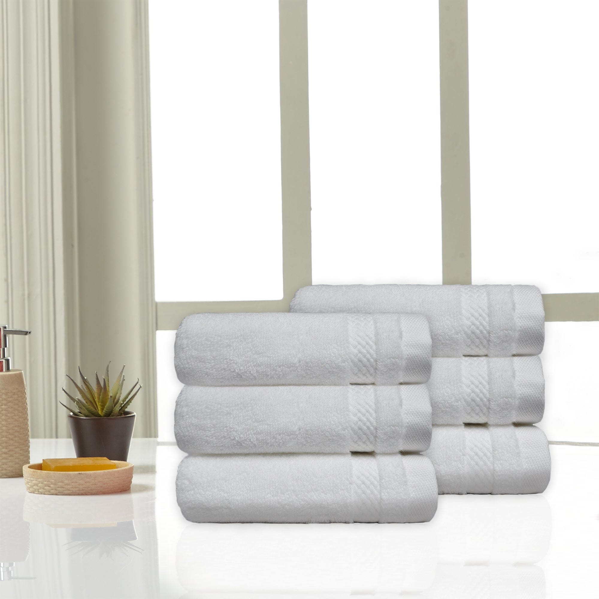 NECTORSOFT TOWEL, 625 GSM, 100% Cotton, 6PC Face Towel , WHITE