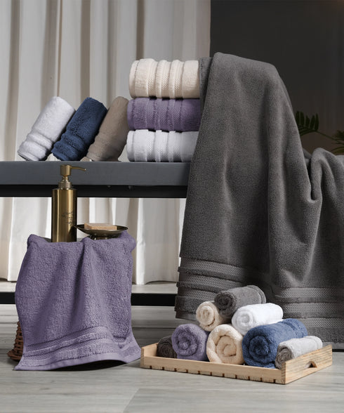 Luxury 6 PC Face Towel Set, Grey|625 GSM Cotton|Anti Microbial