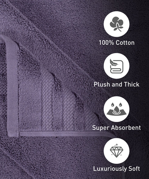 Luxury 6 Pc Face Towel Set, Purple|625 GSM Premium Cotton| Antimicrobial