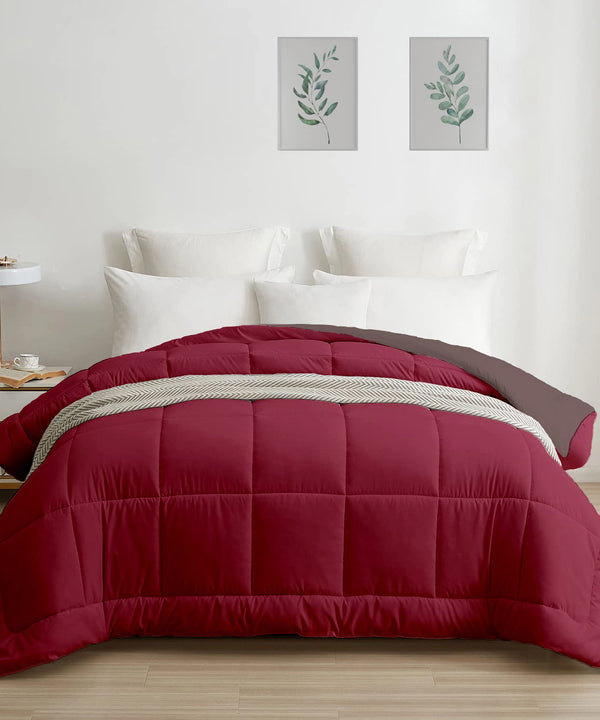 Soft Comfort Solid Double AC Comforter, Hot Chocolate|200 GSM Micro Polyester|Reversible