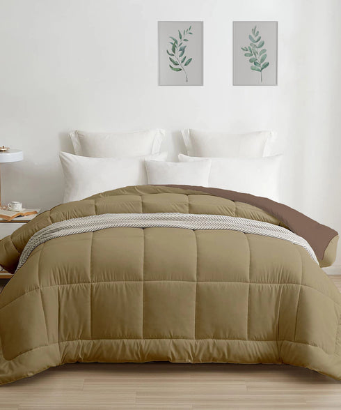 Soft Comfort Solid Double AC Comforter, French Roast|200 GSM Micro Polyester|Reversible