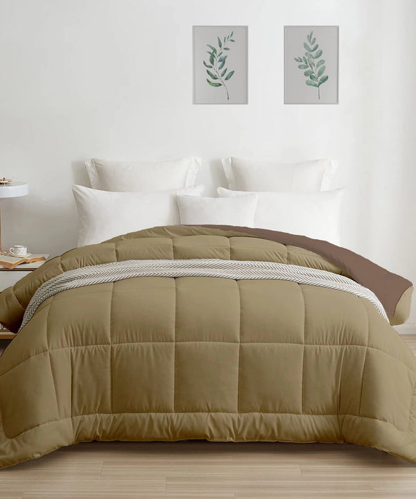 Soft Comfort Solid Double AC Comforter, French Roast|200 GSM Micro Polyester|Reversible