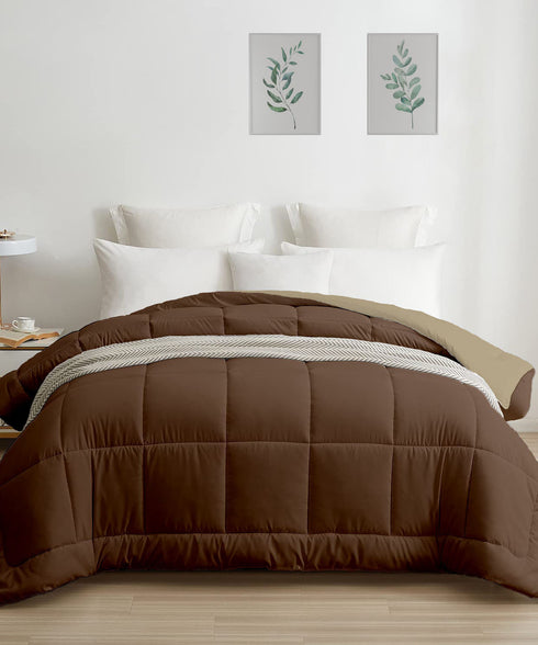 Soft Comfort Solid Double AC Comforter, French Roast|200 GSM Micro Polyester|Reversible