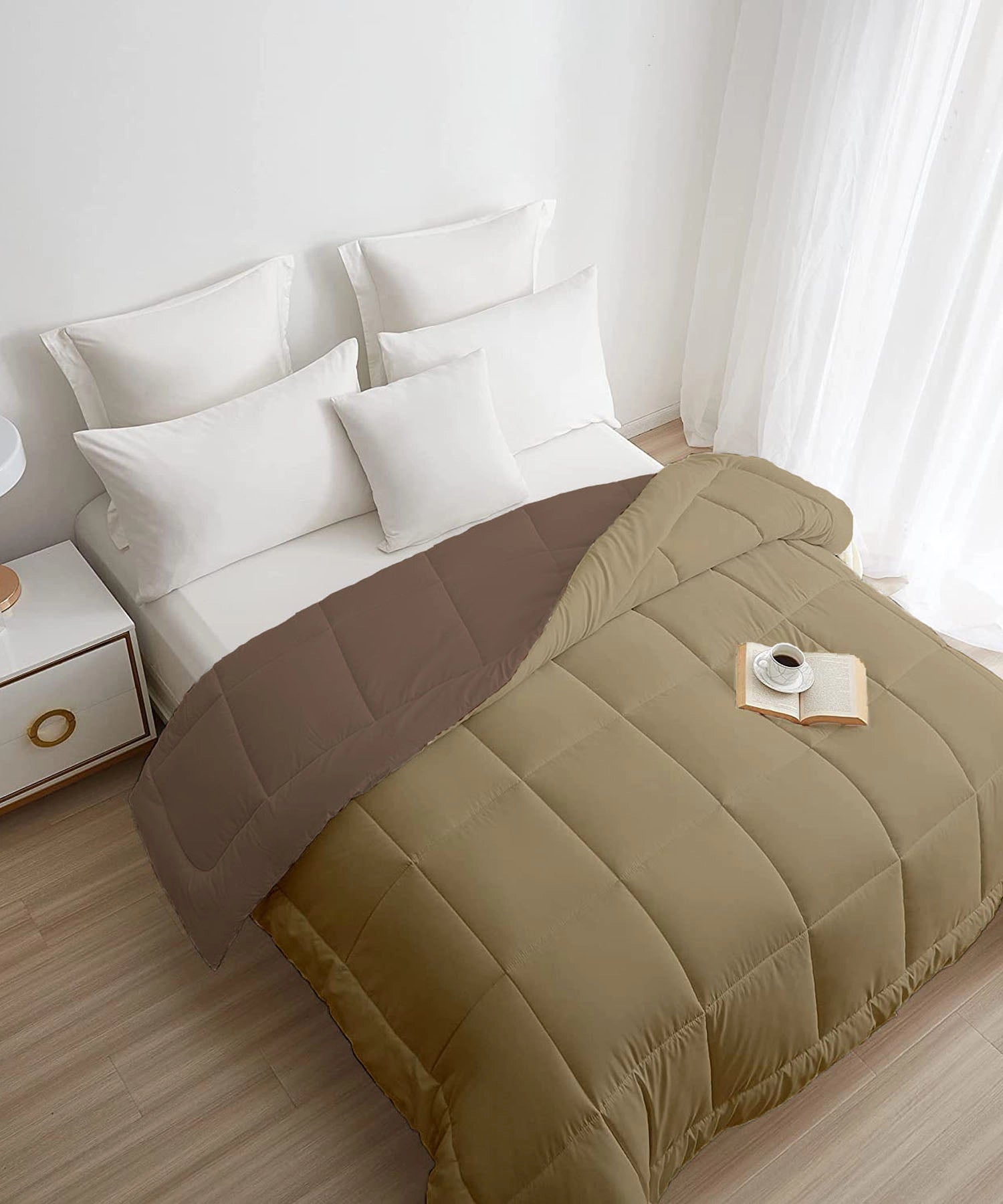 Soft Comfort Solid Double AC Blanket/Comforter, French Roast|200 GSM Micro Polyester|Reversible