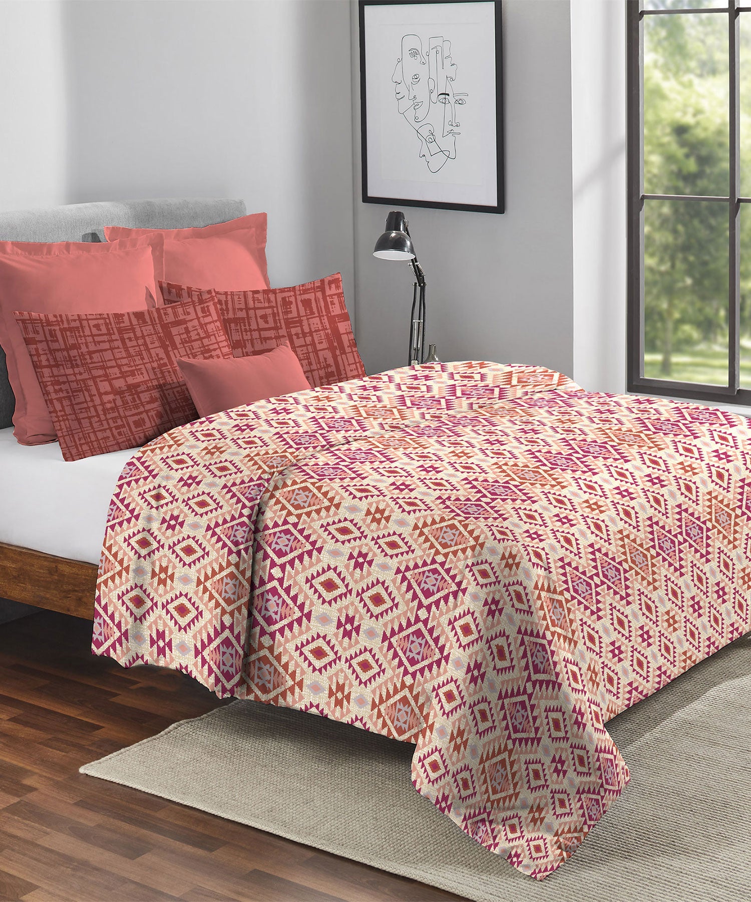 Buy 144 TC, 100 Cotton Comforter Set – Aria Red – myTrident India