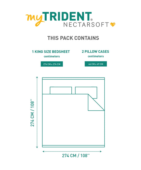 Nectarsoft Luxe Living Solid King Bedsheet Set, Watson, Desert Sage|300 TC Cotton| 2 Pillow Cover