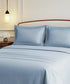 Nectarsoft Luxe Living Solid King Bedsheet Set, Watson, Blue Shadow|300 TC Cotton| 2 Pillow Cover