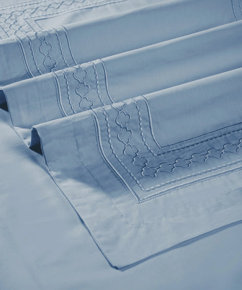 Nectarsoft Luxe Living Solid King Bedsheet Set, Watson, Blue Shadow|300 TC Cotton| 2 Pillow Cover