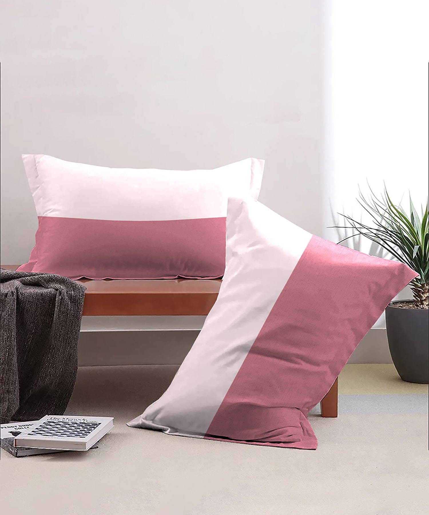Urban Comfort Pillow Covers Set, 144 TC, 100% Cotton, Delicate Blush