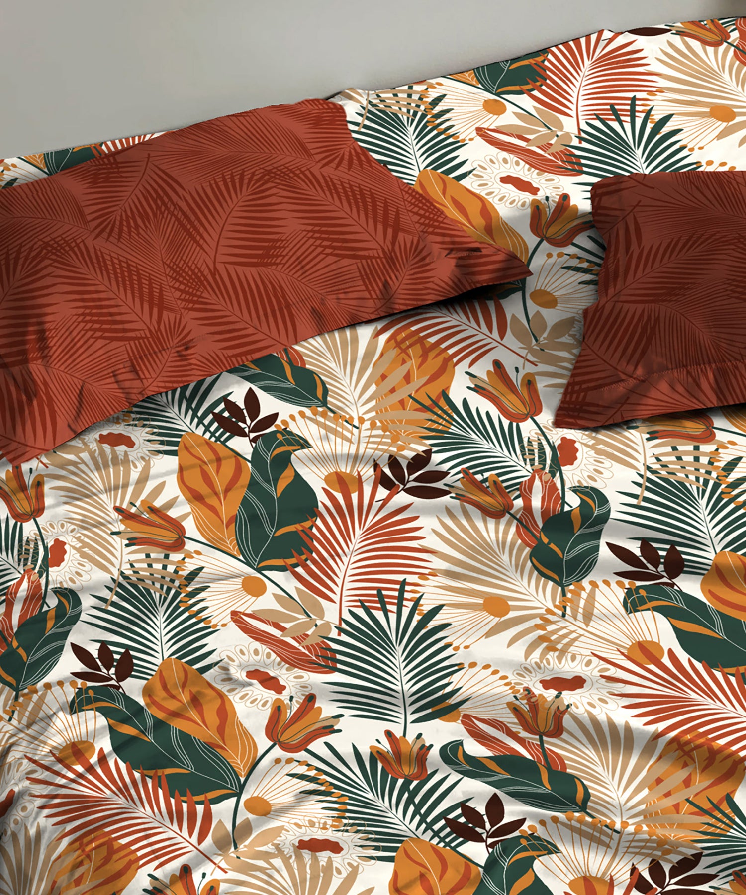 Urban Comfort Queen Bedsheet Set, Tropicana Wine Red| 120 GSM Cotton| 2 Pillow Covers