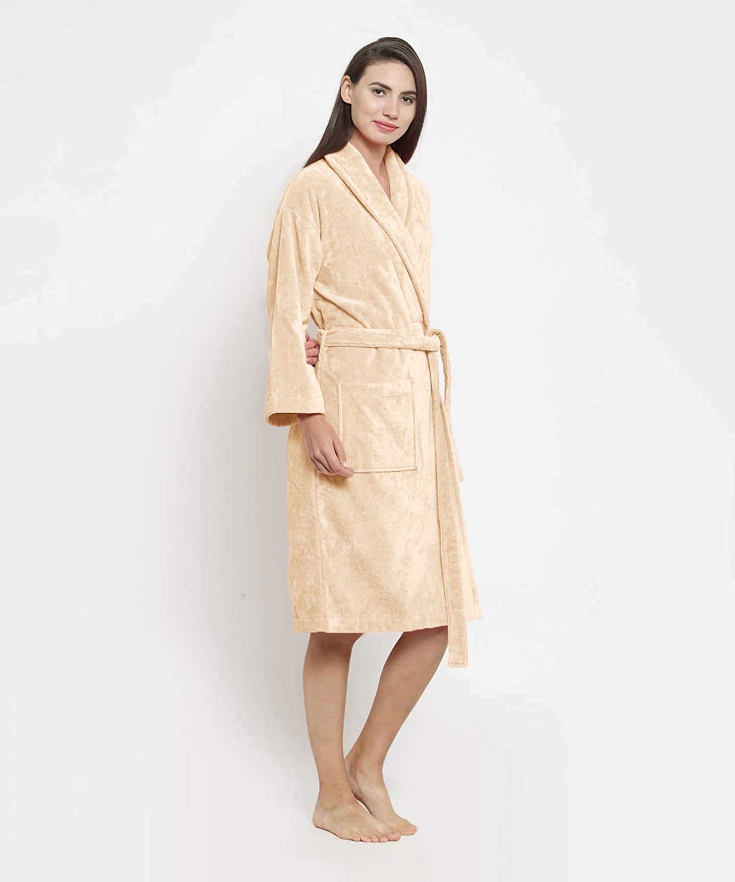Womens Solid Bathrobe - Indigo