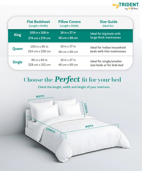Nectarsoft King Solid Bedsheet Set, Dark Blue| 600 TC Cotton| 4 Pillow Covers