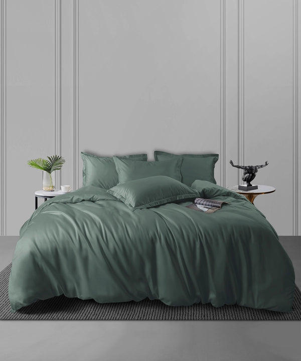 Nectarsoft King Solid Bedsheet Set, Green| 600 TC Cotton| 4 Pillow Covers