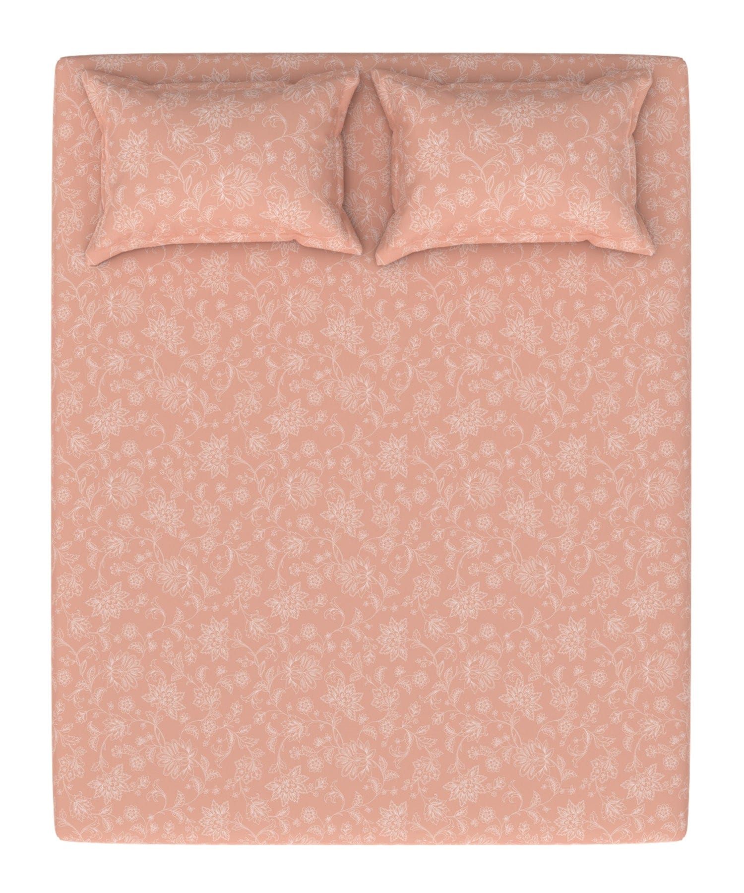 Pastel Poetry King Bedsheet Set, 100% Cotton, 144 TC,Apricot